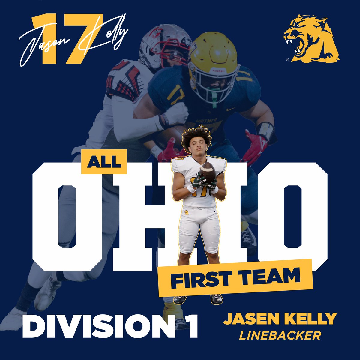 Congratulations to Jasen Kelly on being named 1st Team All-Ohio!

#WhitmerFootball