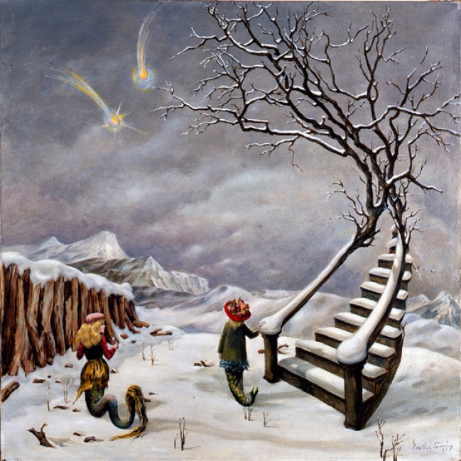 'The Truth About Comets' by Dorothea Tanning (1945). 💫

Thinking about sirens in surrealism and rekindling undergrad research in some shape or form...Especially drawn to this gorgoeus image because of the snow in Edinburgh today.