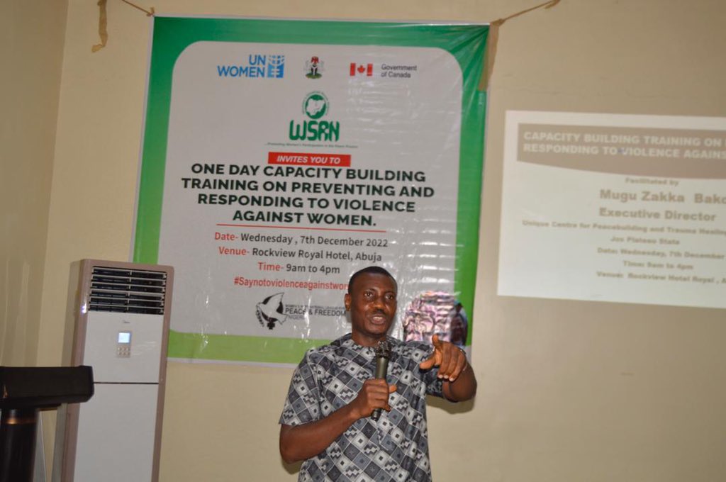 One day capacity building training on preventing and responding to violence against women.
With support from UN WOMEN and the Government of Canada.

#16DaysofActivism2022 #EndViolenceAgainstWomen #SayNoToViolence #saynotoviolenceagainstwomen
