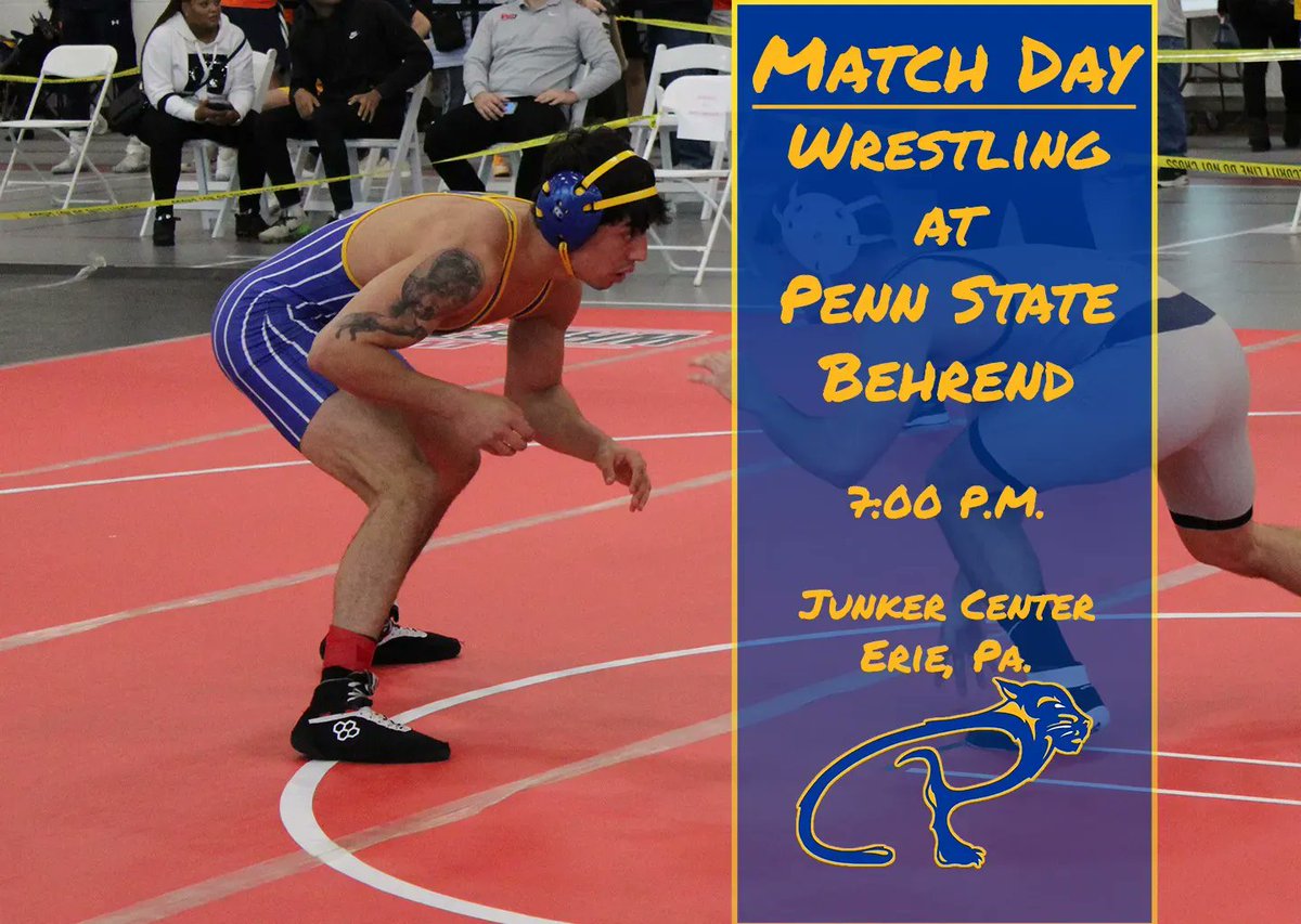 UPB_Panthers's tweet photo. Match Day: @UPBWrestling at @PSBAthletics 
7:00 p.m. | Junker Center | Erie, Pa.
🎥 - https://t.co/SYA0rlAHhd 
🔢 - https://t.co/dWm3eizFDr https://t.co/J9QQbkVb09