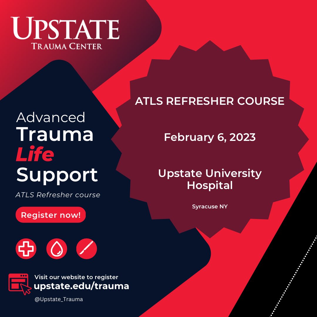 Upstate Trauma (@upstatetrauma) on Twitter photo Open now:
#advancedtraumalifesupport course held by @upstate_trauma !
Register at upstate.edu/trauma
#upstatetrauma #traumaeducation #trauma #level1traumacenter <a href="/upstatemedical/">upstatemedical</a> #traumasurgeons #traumadoctor #traumateam #atls Open now:
#advancedtraumalifesupport course held by @upstate_trauma !
Register at upstate.edu/trauma
#upstatetrauma #traumaeducation #trauma #level1traumacenter <a href="/upstatemedical/">upstatemedical</a> #traumasurgeons #traumadoctor #traumateam #atls