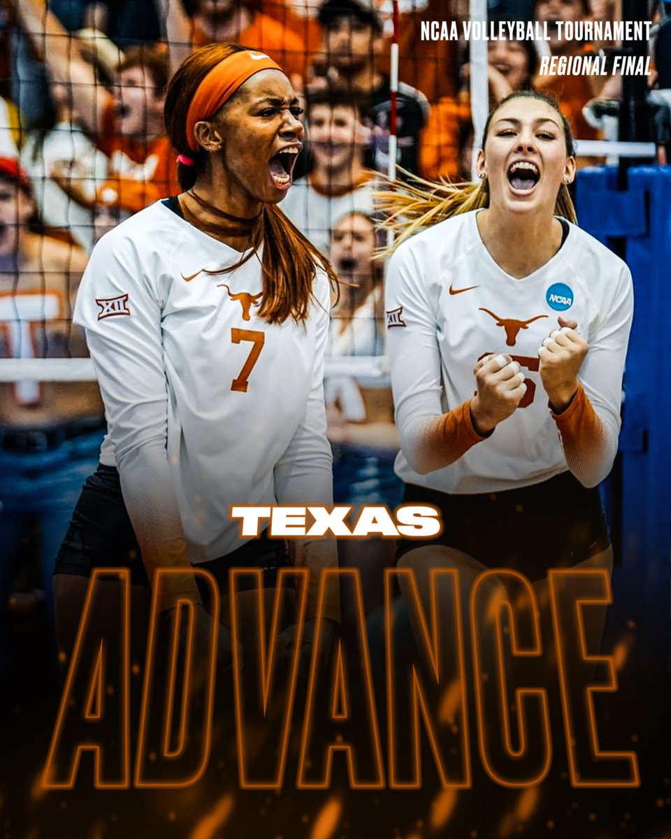 Headed to the Round of 8 🏐

<a href="/TexasVolleyball/">Texas Volleyball</a> advances to its 27th Regional Final 🤩
