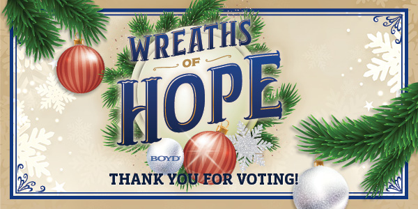 USONevada's tweet photo. We are proud to be participating in the Boyd Gaming Corporation #WreathsofHopeLV competition and we need YOUR help to win. Vote for the #USONevada wreath once a day through Dec 16. Vote online at https://t.co/WaX4kDtcEa or in-person at @samstownlv
#BeTheForce https://t.co/MUg96cYHcZ