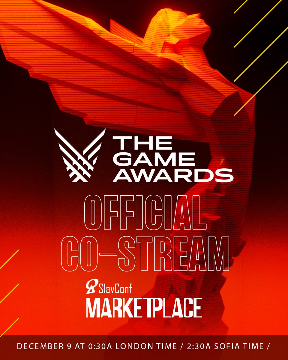 slavconf's tweet photo. Official co-stream! Join us at Marketplace!
The Game Awards, 0:30A London Time /2:30A Sofia Time. Super excited!
Link: https://t.co/ipnyOnKHxQ
#TheGameAwards #slavconf @thegameawards https://t.co/Vcb27SxT4f