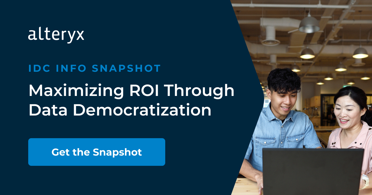 alteryx's tweet photo. In this two-page snapshot, @IDC shares four steps you can take to make democratization easier—and see returns from your efforts. 

Read More: https://t.co/euaCQXntdO

#AnalyticsDemocratization #DataDemocratization #AnalyticsForAll https://t.co/Y256oeelHu