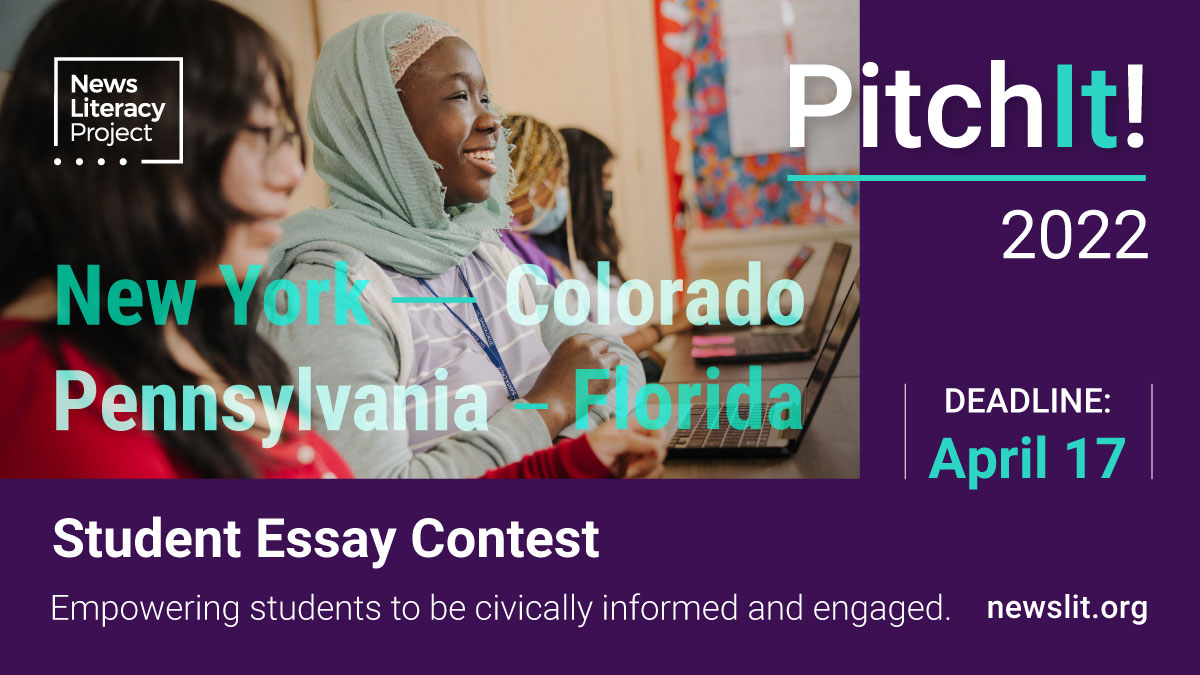 📢 Calling all CO, FL, NY &amp; PA educators! 
Empower your students to be well-informed &amp; civically engaged with our 2023 PitchIt! essay contest in which they'll write about a current event of their choice. 

👉🏾 Learn more / share: bit.ly/PitchItNLP23 

#NewsLiteracy