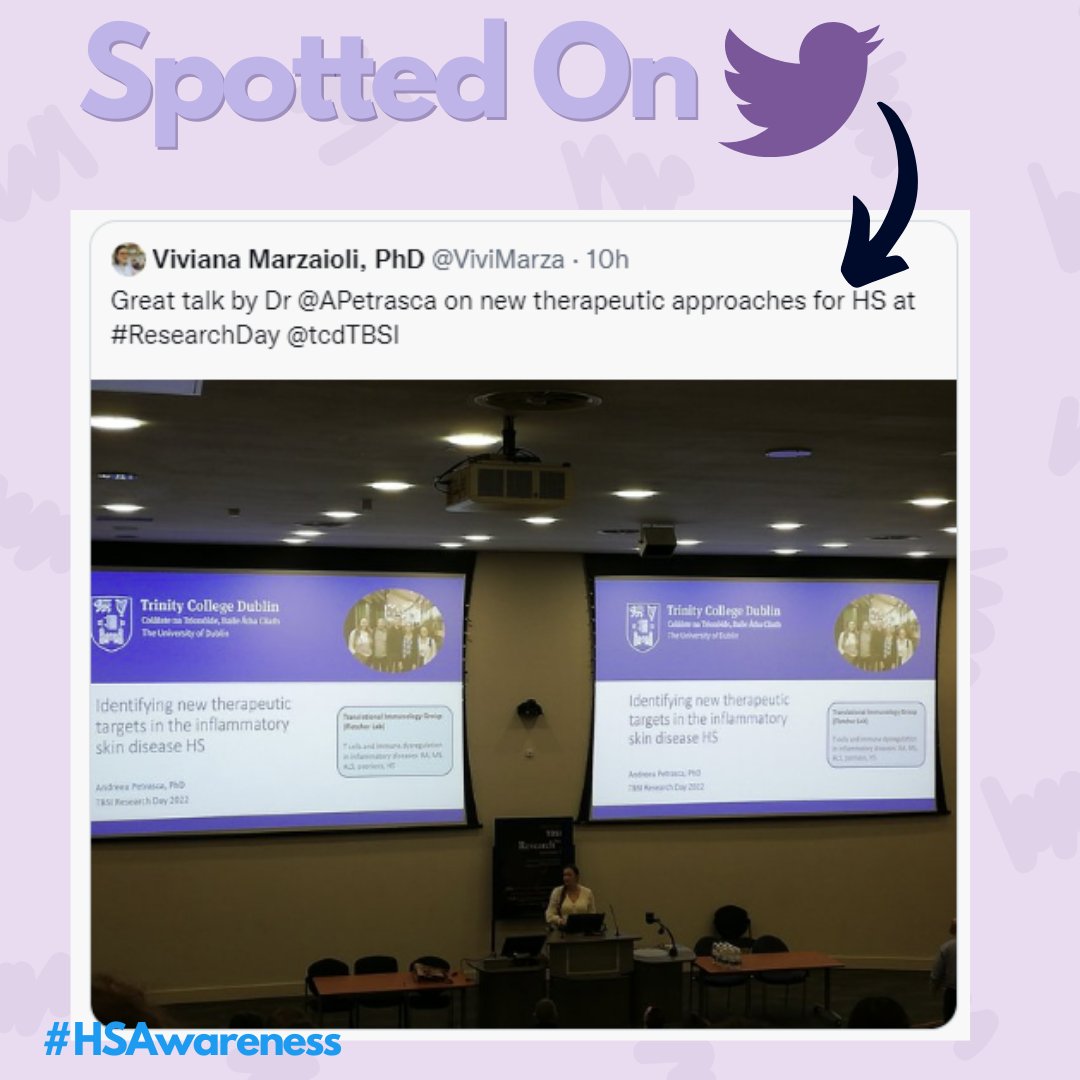 Shout out to Dr <a href="/APetrasca/">Andreea Petrasca, PhD</a> <a href="/ViviMarza/">Viviana Marzaioli, PhD</a> and @tcdTBS for raising awareness of HS!

#hidradenitissuppurativa #HS #BeAGP #MedTwitter #DermTwitter #thegreathsawarenesscampaign