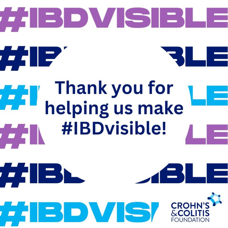 CrohnsColitisFn's tweet image. (1/2) Thank you for helping us make #IBDvisible during #CCAwarenessWeek! We are grateful to all of the patients, healthcare professionals, and loved ones who helped us raise awareness of Crohn&apos;s and colitis.