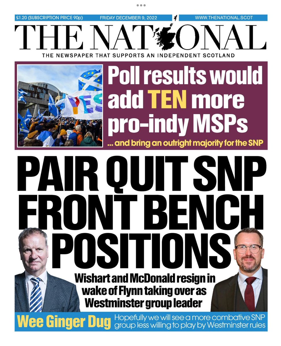 Here is Fridays front page from the: #TheNational #Scotland #TomorrowsPapersToday Pair quit SNP front bench positions