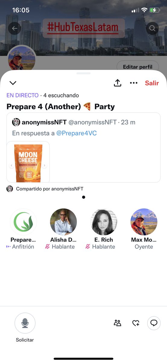 MaxMoralesChile's tweet photo. The 🌚 🌝 🌙 🧀 ⭐️ 🌟 and much more was the topic of today's space with the amazing participation of @anonymissNFT @ElizabethLeeHR @Prepare4VC by @OasisBuilderSV (I know I am missing some participants but let's add them when we can) #CheeseParty https://t.co/MkeyPWcRUL