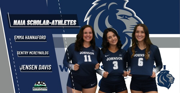 The National Association of Intercollegiate Athletics released the 2022 Daktronics NAIA Women's Volleyball Scholar-Athletes. JU had 3 players named Scholar-Athletes: Emma Hannaford, Gentry McReynolds, &amp; Jensen Davis. Congratulations, ladies!