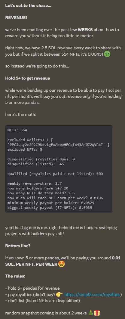tvneversells's tweet image. @PixelPandaCrew I read your announcement, and raise you some pandas! Juicy revenue incoming.