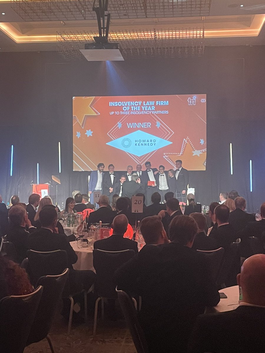 TRIStrategy_'s tweet photo. Congratulations @HowardKennedy  for taking home Insolvency Law Firm of the Year (Up To 3 IPs) #TRIawards🍾 https://t.co/M3B87RcA1k