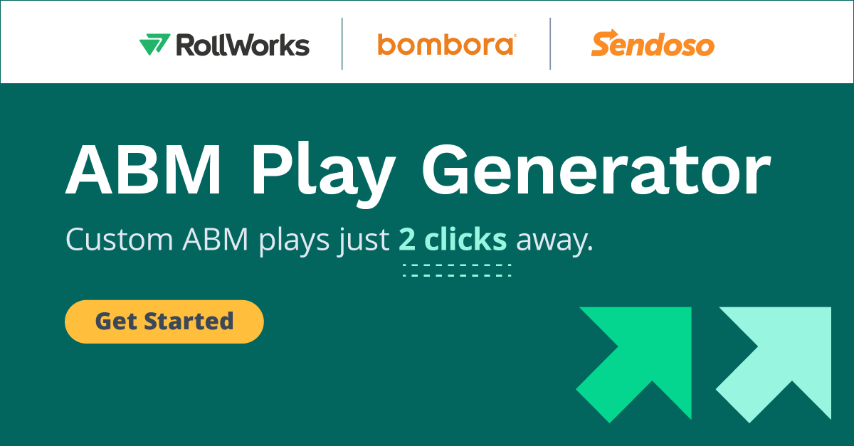sendosohq's tweet photo. ⏰ Ready to spend your time executing ABM plays that will work for you? 

Let's get started! 

The ABM Play Generator will generate a custom play specifically built to help you get the impact you need, ASAP. 

📙Discover now: https://t.co/32SUZGR9Ga

@RollWorks , @bomboradata https://t.co/h1sI1GdTOB