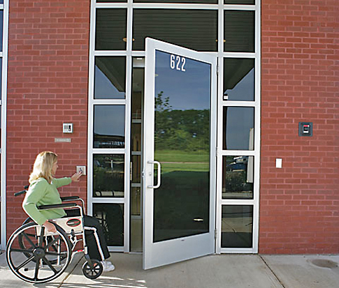 eaj21b's tweet photo. The "handicapped" buttons that open doors make buildings more accessible to those in wheelchairs! (This picture is not at FSU, but it shows an example of this technology.) #fsu2040 https://t.co/FOiqssRkTt