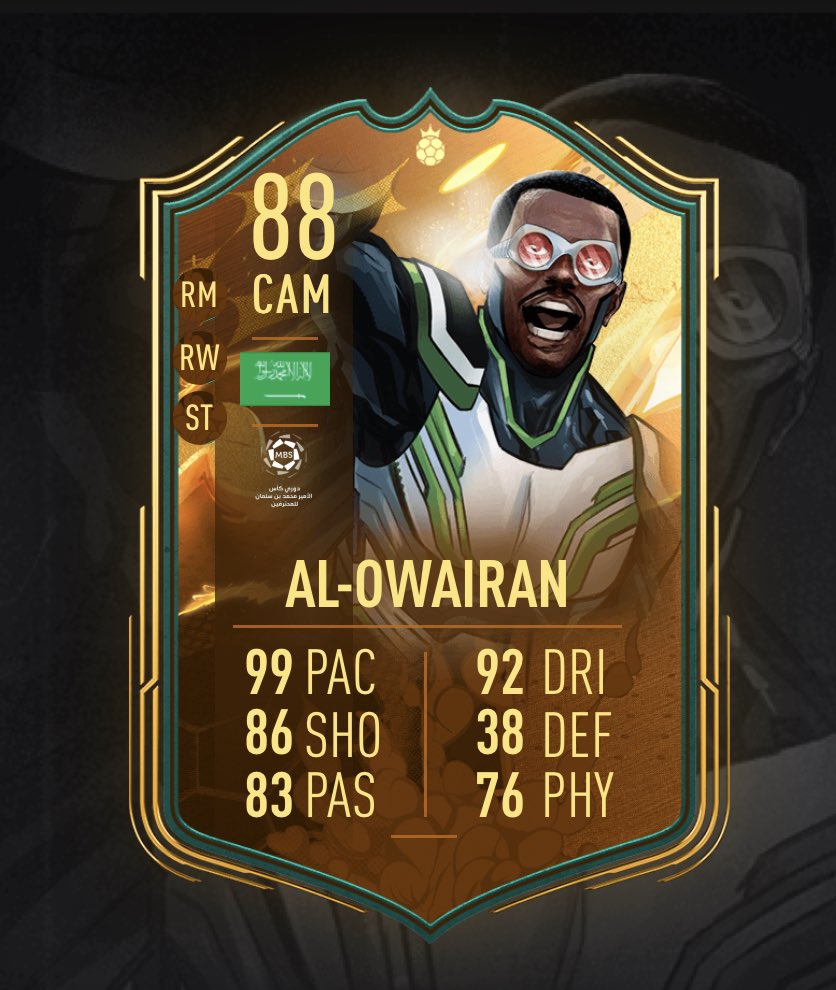 RobSuperBlue's tweet image. Saudi Arabian mbappe 

Greatest card in fifa
