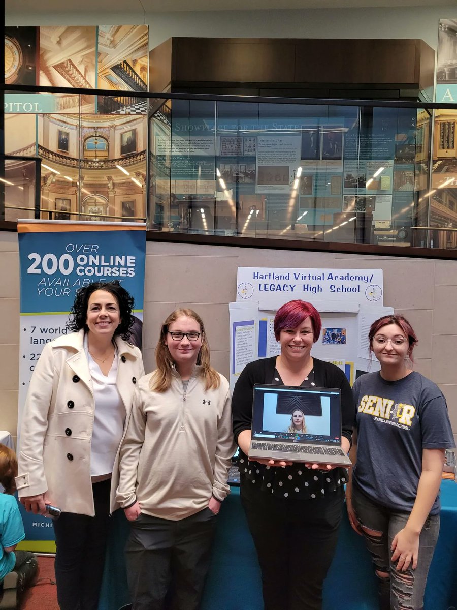 MichiganVirtual's tweet photo. Our Partnerships Team was with LEGACY/ Hartland Virtual Academy at the @MACUL Student Technology Showcase yesterday to display how technology is used in classrooms across Michigan. Thank you to them, to @LtGovGilchrist, and to all of the other leaders who stopped by! #maculsts https://t.co/Yr7D5hP90q