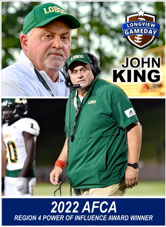 ETX_Gameday's tweet photo. Congratulations Coach John King!
Coach has been named one of five Regional winners of the 2022 National Power of Influence Award by the AFCA. This award is given jointly by the American Football Coaches Association and the American Football Coaches Foundation. https://t.co/EgHkepdjqz
