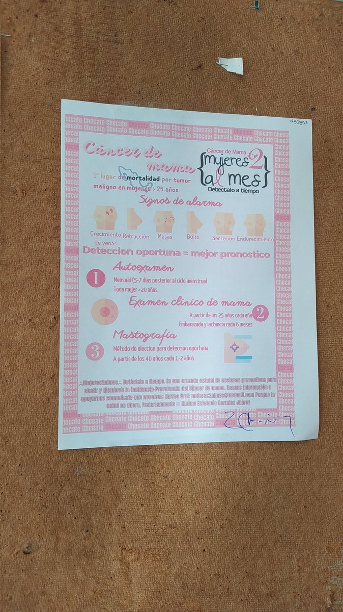karime_cj's tweet photo. La prevención es la base para disfrutar de la Salud. Chécate 🌸
Compartiendo información para los alumnos y personal de la facultad de Nutrición en la Papelería de Nutri.
 #Mujeres2AlMes #CancerDeMama @medicosconcausa https://t.co/adlFUEG3iu