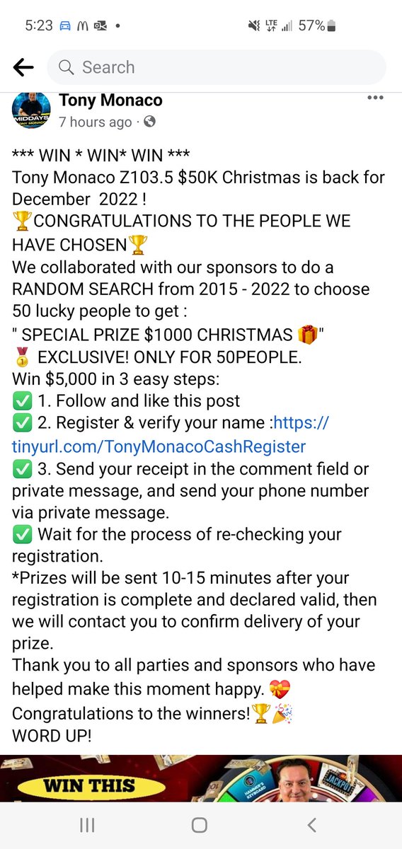 Cosmic_V6's tweet photo. @Z1035Toronto is this a phishing scam on your Facebook page? https://t.co/zwsoak4rns