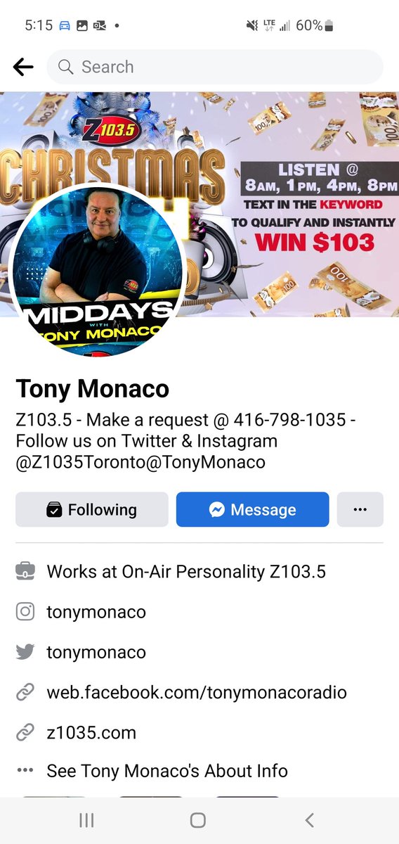 Cosmic_V6's tweet photo. @Z1035Toronto is this a phishing scam on your Facebook page? https://t.co/zwsoak4rns