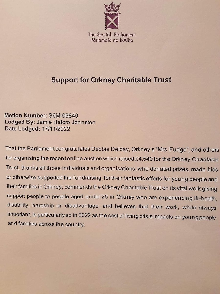 Lovely recognition of Debbie Delday and her awesome fundraising, thank you Jamie Halcro Johnston for your kind words.
#makingadifference #everychilddeservesachristmas 
#orkney