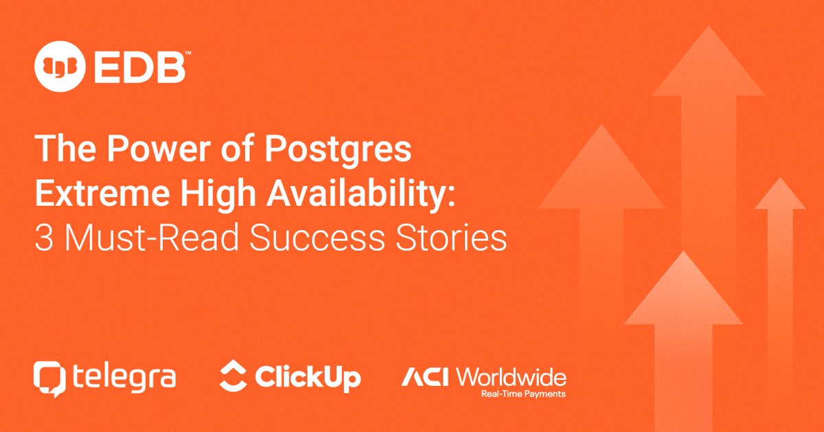 Turriff's tweet photo. Struggling with database downtime? Here's how #ACIWorldwide, @clickup, and #telegra achieved five 9s and lowered licensing costs. ⬇️
https://t.co/VPtdHAYcaZ
#PostgreSQL #OpenSource #Database #HighAvailability #AlwaysOn #MissionCriticalPerformance #five9 https://t.co/NNFZlJpweo
