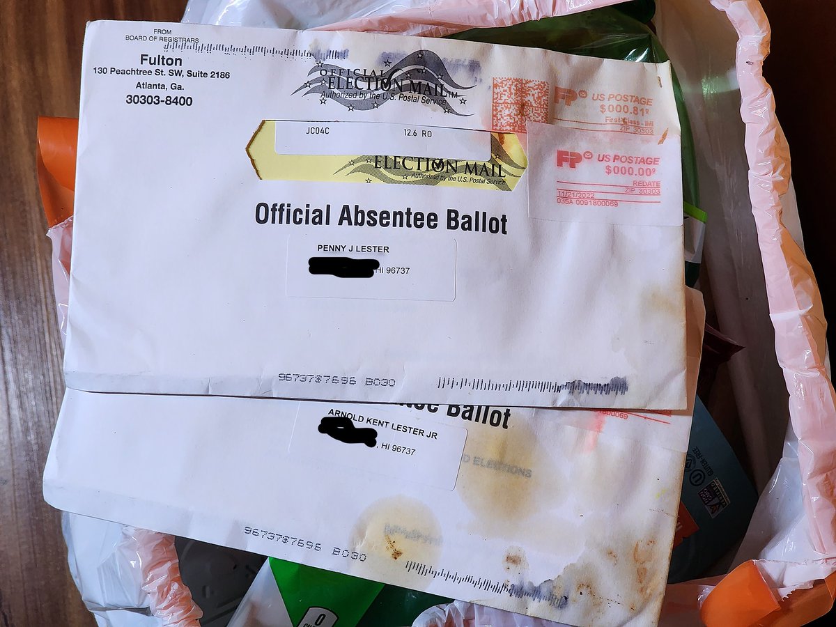 KentLesterAuth's tweet photo. Yeah right, there's no #votersuppression going on in Georgia . . .

Our absentee ballots, requested on the first day, arrived the morning of the runoff election.  I can only imagine the impossibility of veterans voting from another country. 

Raffensperger, I want my vote back!!! https://t.co/2cZvde4N4s