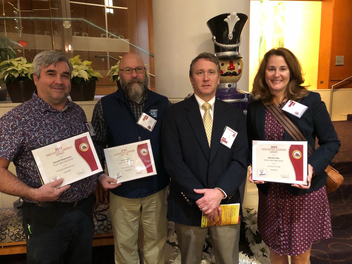 OceanLakesHS's tweet photo. Congratulations to OLHS teachers, Mr. Robertson, Mr. Sonier, and Ms. Tate, for being named 2023 Innovative Learning Grant recipients! WE ARE PROUD OF YOU!!! 💛💙💛💙🐬🐬🐬 https://t.co/fHqGPzUuxg