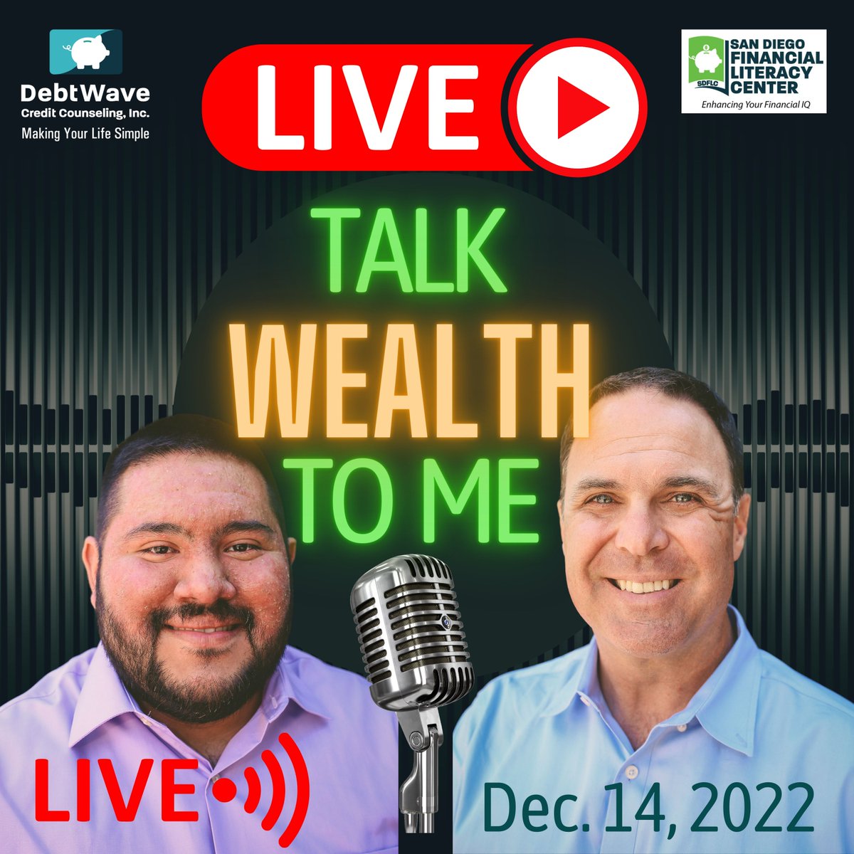 Join us at 10 AM Pacific on Wed. Dec. 14, 2022, for a FREE live recording of our personal finance podcast <a href="/TalkWealthToMe/">Talk Wealth To Me Podcast</a> 

eventbrite.com/e/talk-wealth-…

#podcast #fintwit #creditcoach #moneycoach