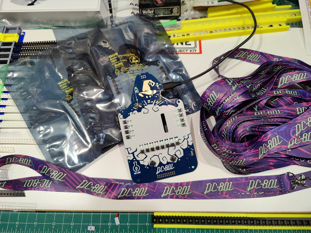 hamster's tweet photo. Oh boy @dc801 fans, it's getting real in here. @pcbxio delivered 3 big boxes of tested badges, and pretty new lanyards showed up too. We are still waiting on the batts and back boards and then they will be shipping.

These are still available at https://t.co/pMBB8LLusc https://t.co/36JAu1cYfO