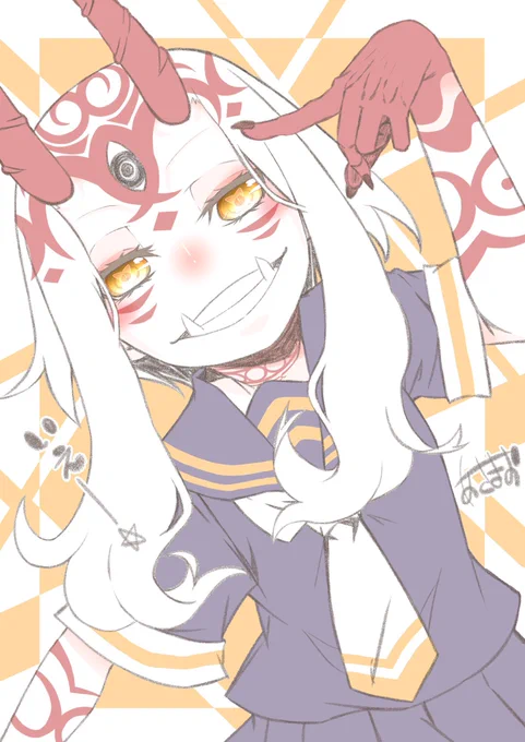 おはようございまっす(*⁰▿⁰*)華金だー☆ミ今日は仕事終わりに魂心家行く約束してるから楽しみなのでござーる٩( 'ω' )وいえあー今日の過去絵は短髪セーラーな茨木ちゃんなのです( '▽`) 