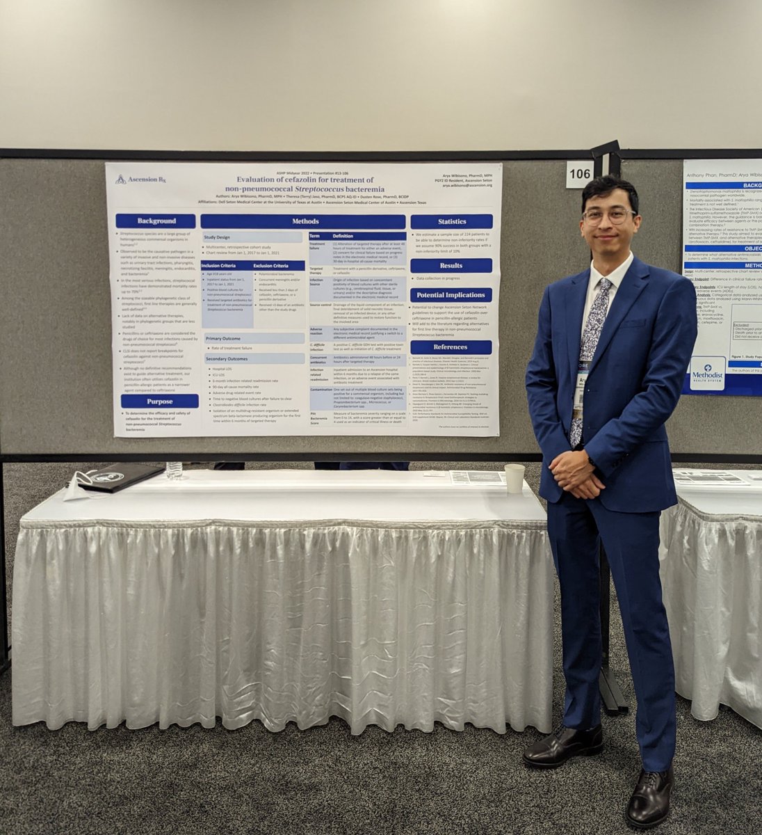 SetonPharmRes's tweet photo. We had a blast at ASHP Midyear 2022! 

Here are the posters presented by our current PGY2s Arya (ID), Kendall (IM), Amber (HSPAL) and Maggie (Crit care - Dell Children's)! https://t.co/vD6uYnY85i