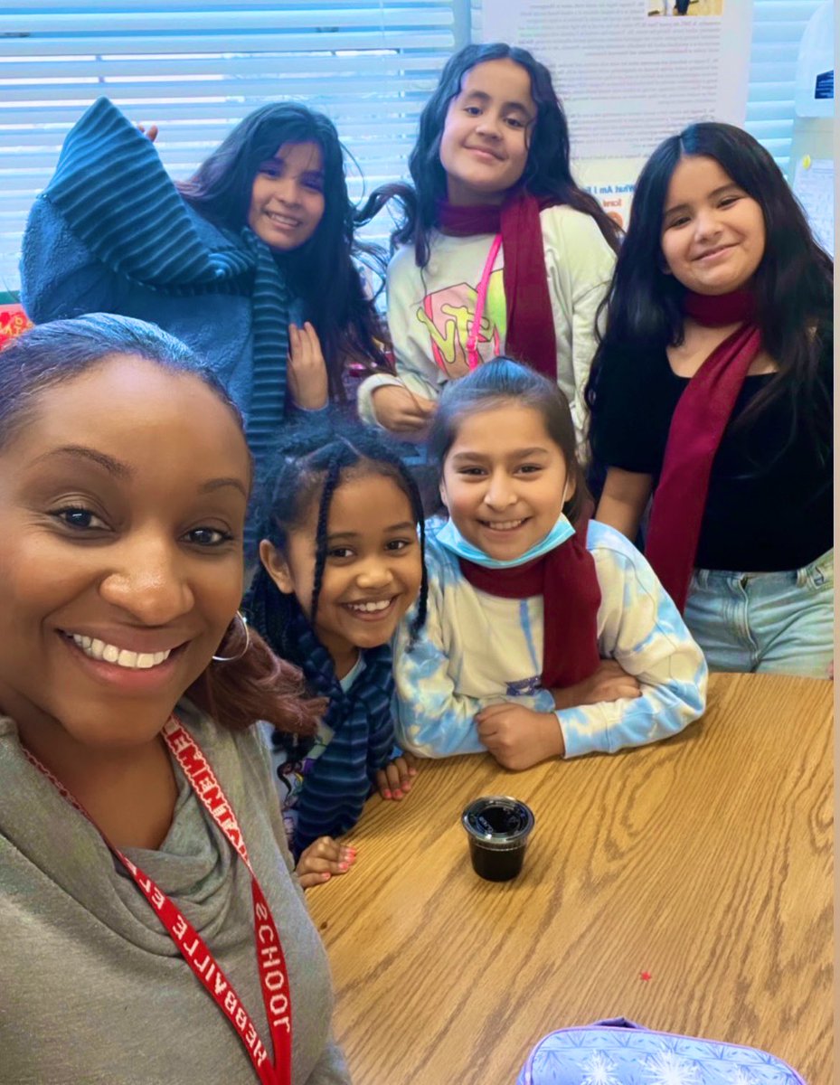 NYounger3's tweet photo. Lunch bunch with 4th graders topped with a fun holiday scarf exchange was one of many highlights of my day! #socialworking #relationshipsmatter #frienshipcircle @HebbvilleES https://t.co/Ro1oUmZOsF