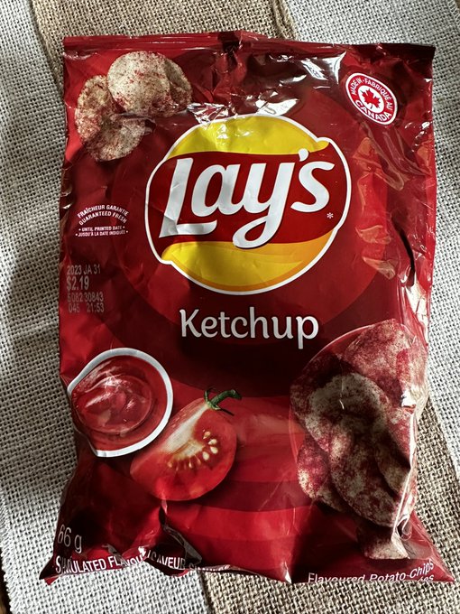 Ketchup chips taste just like ketchup. What a dumb idea. Canada needs national healthcare system because