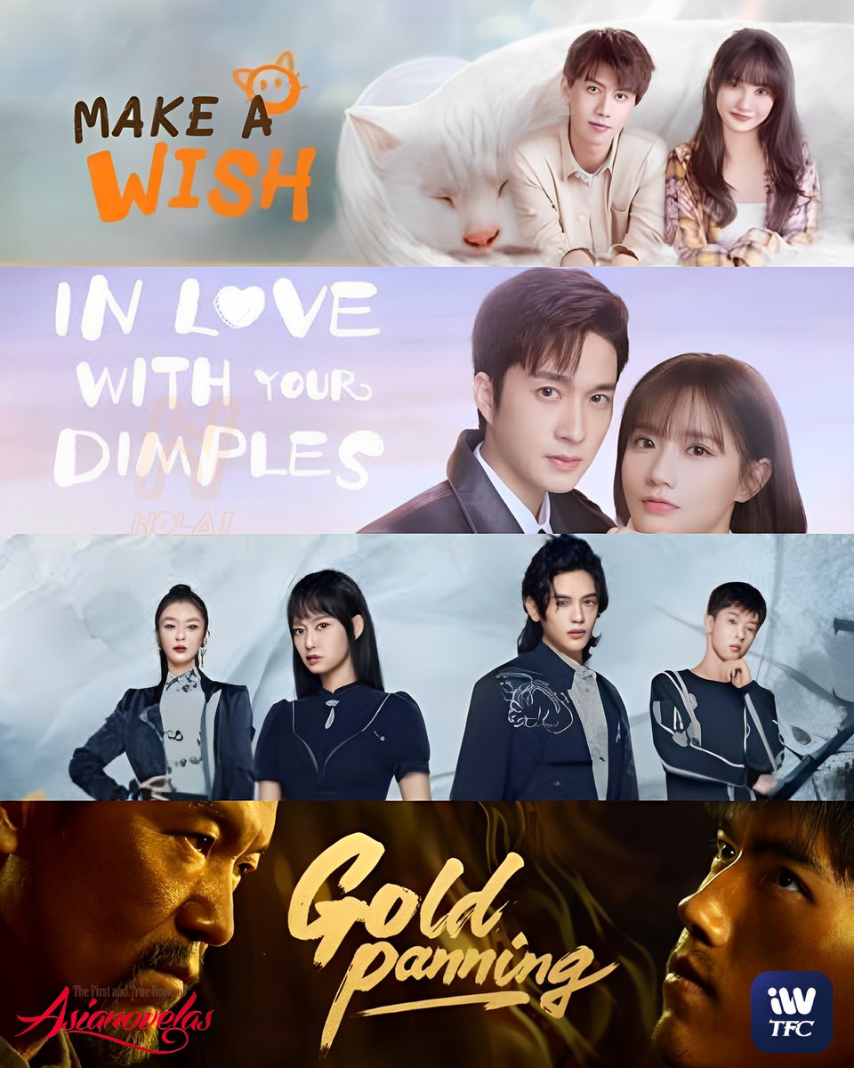 holaphofficial's tweet photo. Asianovela fans around the world, unite! Dahil ang ilan sa mga paborito niyong bagong Asianovelas, mapapanuod na sa iWant TFC! Subaybayan ang kwento ng #MakeAWish, #InLoveWithYourDimples, #OutOfTheDream at #GoldPanning sa IWant TFC. https://t.co/MZ6a9ljdOY