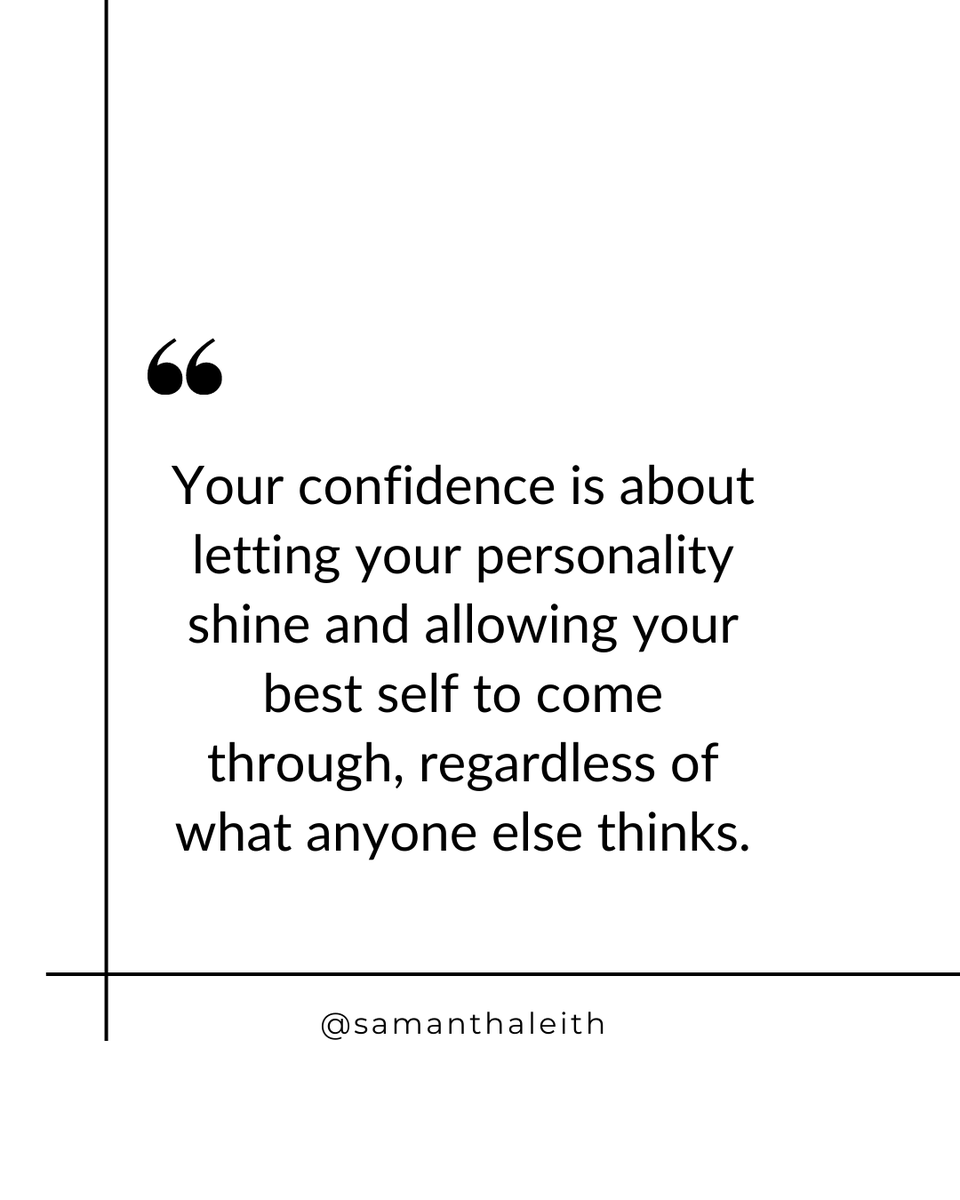samanthaleith's tweet photo. Let that fabulous you shine my friends.
That's the most wonderful part of having confidence.
Being yourself.
When you are confident you don't feel like you have to put on your game face.
It's freeing.
#confidence #confidentwoman #lifecoach #howtobeextraordinary https://t.co/ckcRhctU4o