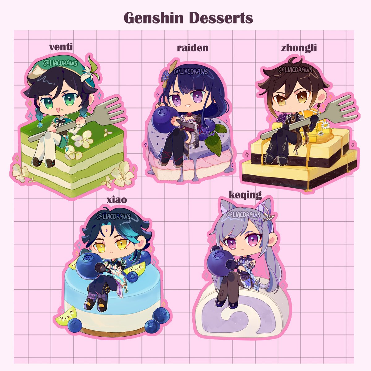 Some genshin impact merch I made, stickers + more available on my RedBubble #genshinmerch