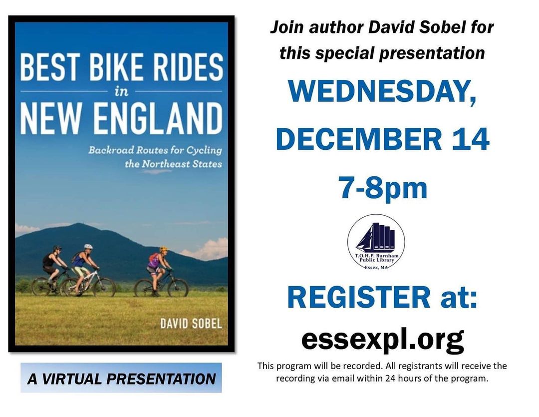 VisitEssexMA's tweet image. Save the date and take a fun ride from the comfort of your home with @essexpubliclibrary Join us! Register for the zoom link at essexpl.org. 🚴 

#NewEnglandBikeRides #BestBikeRides #TOHPBurnhamPublicLibrary #LoveMyLocal #EssexMA #DineShopStayPlayEssexMA