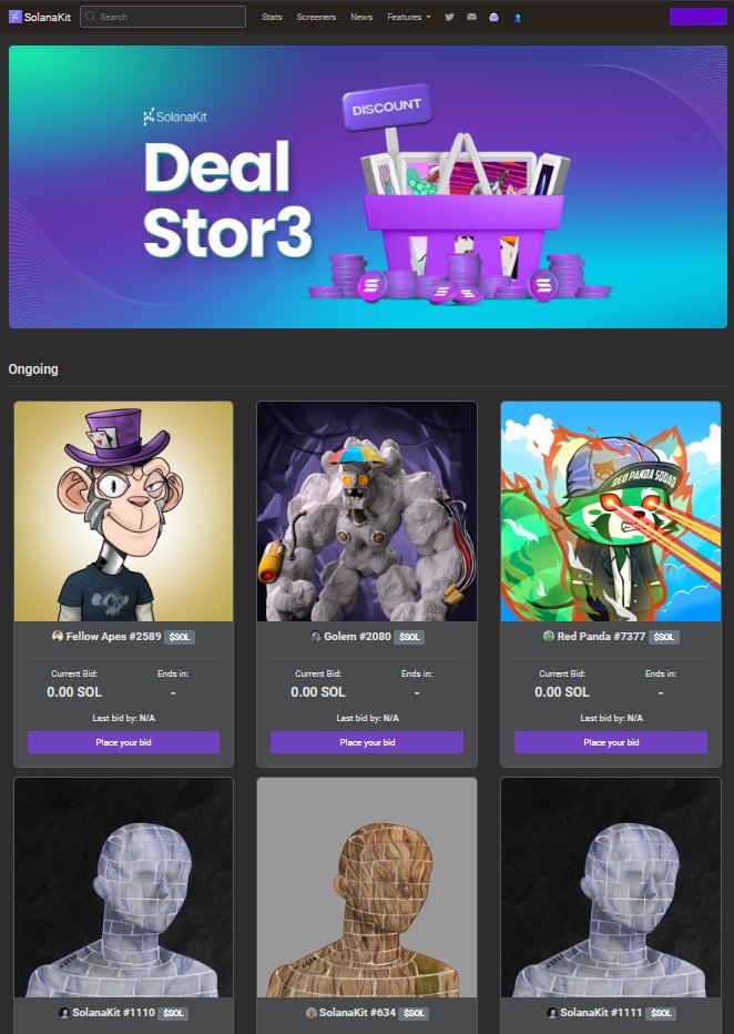 SolanaKit's tweet image. Another day another deal on Deal Stor3!

Come check it out! Here are the items for today:

- @FellowApes #2589
- @RudeGolems #2080
- @Red_Panda_Squad #7377
- @SolanaKit #1110
- @SolanaKit #634
- @SolanaKit #1111

Let the bidding war begin!

solanakit.com/deal-stor3