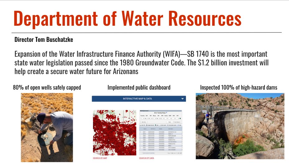 Gov. @DougDucey’s leadership and support continued the #Arizona tradition of strong political leadership, especially on the matters that really count such as #water. Since he took office in 2015, @azwater was able to generate significant successes and make vast improvements.