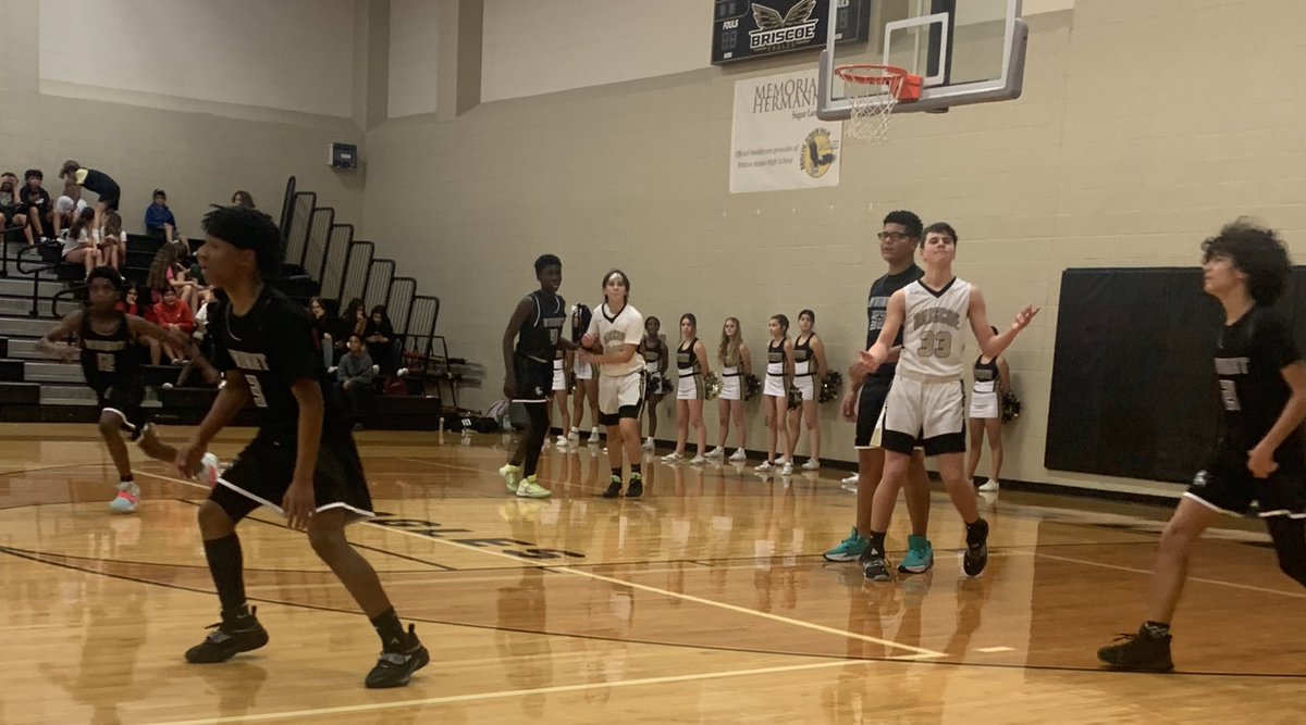BJHAthletics's tweet photo. The @briscoe_eagles 8B boys basketball team wins 43-15 improving to 5-1 overall and 2-0 in district play. Leading scorers were Brandon Barrett with 12pts and Cannon Volf with 7pts. #PTN @FosterHSBBall @lcisdathletics @fbherald @kruckercoog https://t.co/EefWt2xU8d