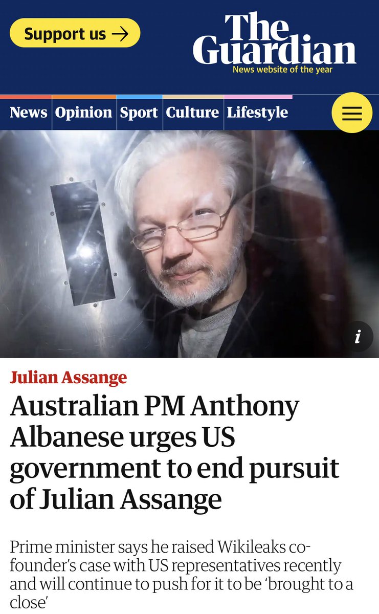Partisangirl's tweet photo. The US government can bring their citizen #BrittneyGriner back from Russian prison. But Australia can’t bring back its own citizen #Assange from their “allies”, the U.S. and UK. Even after the Australian prime minister asks for him. With allies like this who needs enemies? https://t.co/Dm26dmDerv