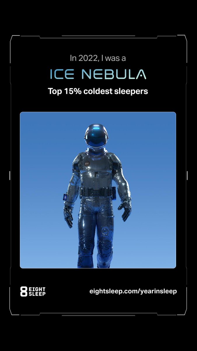 Mission Sleep Fitness 2022 was a success. Riding high with my trusty @eightsleep Pod, I conquered every night sky 🧑‍🚀🪐🚀

#YearInSleep