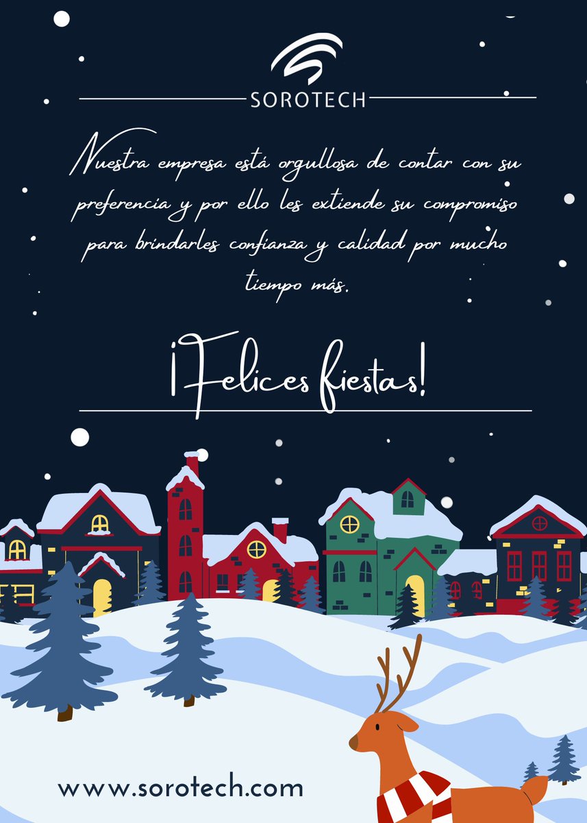 sorotech's tweet photo. Con un sentimiento sincero deseamos lo mejor a todos. Sigamos juntos para vencer nuevos desafíos. ¡Felices fiestas! 🎄⛄

#sorotech #FelicesFiestas #diciembre #navidad #añonuevo #Infraestructura #sistemas #solucionestecnologicas #datacenter #IoT https://t.co/Sz3Bk7Up04