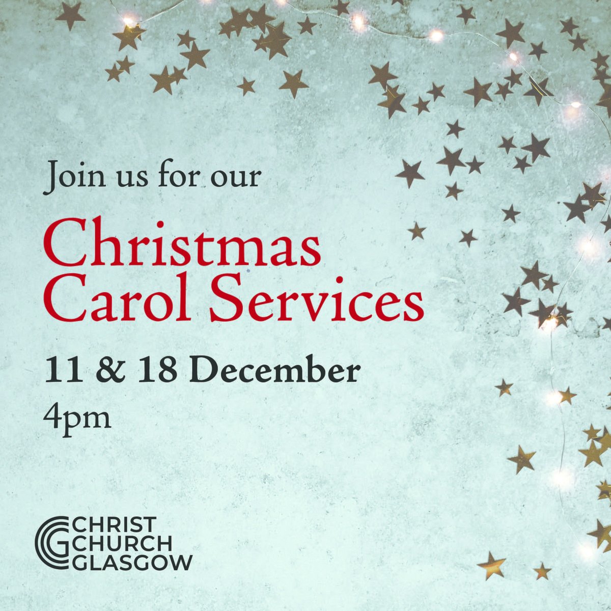 A very warm invitation to our Christmas Carol Service this Sunday.
Join us for traditional carols, special music, Bible readings and a short talk about what Christmas means. 
Invite your friends, neighbours and colleagues too.
Stay for some festive refreshments afterwards!