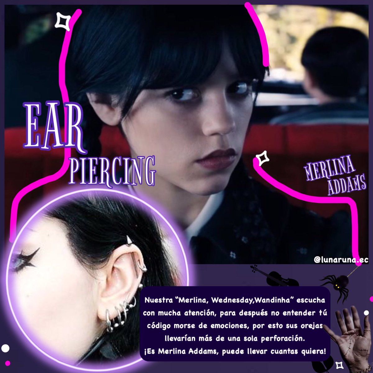 LunarunaE's tweet photo. Tesorx, nuestra #wednesdayadams puede usar cuántas perforaciones ella quiera, sobre todo en sus orejas ! https://t.co/i0zfGZ9MeQ