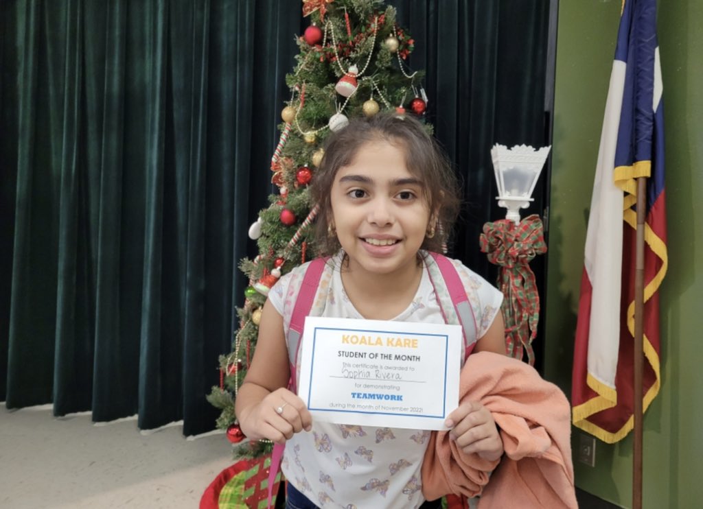 KoalaKare_LLC's tweet photo. Join us in celebrating our November student of the month Sophia from @AndersonGators . Our focus for the month of November was Teamwork. #TogetherEveryoneAchievesMore #LeaderInTraining π¨ https://t.co/cQNrs06rQV