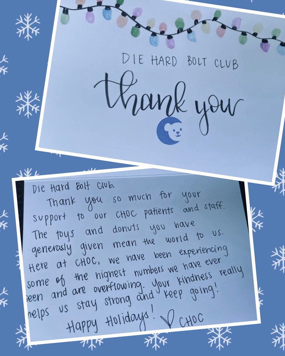 The Orange County chapter of @diehardboltclub dropped off a TON of toys today at @chocchildrens hospital plus a bunch of coffee and donuts for the staff. Check out the note from the staff. 

#chochospital #Chargers #BoltUp #DHBC 