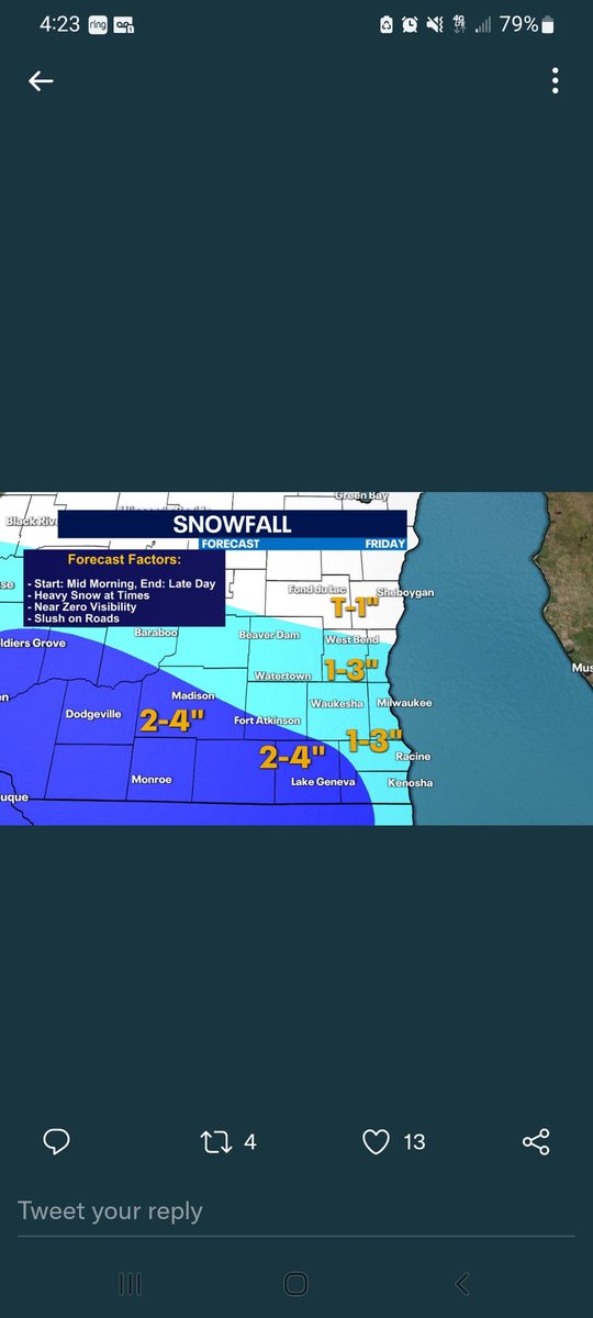 jjculls's tweet photo. @BrianNizTMJ4 Alright, let's hear some bets on who's snow totals map pans out😜🤣. @Mark_Baden @Tom_Wachs. #weatherfun https://t.co/rdEkVNlvab